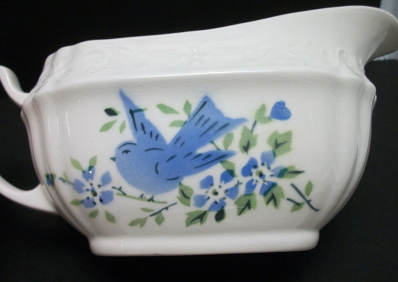 Vtg Limoges China Bluebird GRAVY BOAT & BOWL Sebring, Ohio Ceramic RARE