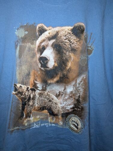 T-shirt vintage anni 90 Grizzly Bear Alaska blu natura | Taglia XL - Foto 2 di 6
