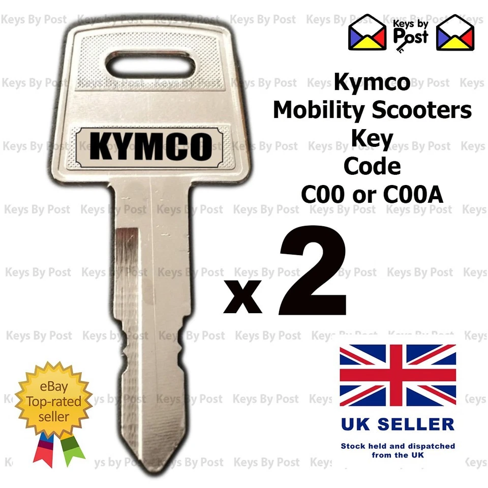 2 x C00 C00A Kymco & Strider Midi, Maxi, Super, ForU Mobility Scooter Spare Key