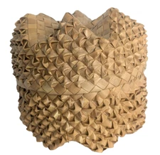 Hand Woven Natural Lauhala 6 Points Star Basket With Lid Made In Philippines 8x8