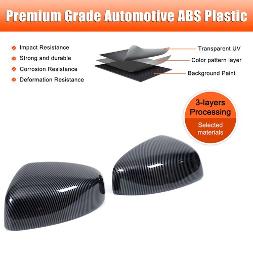 Carbon Fiber Look Side Rearview Mirror Cover Trim Cap For Nissan 370Z Z34 09-20 - Picture 5 of 7