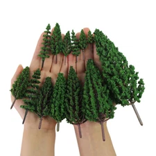 52pcs Model Pine Trees Green Plastic For Christmas Village O HO TT N Scale