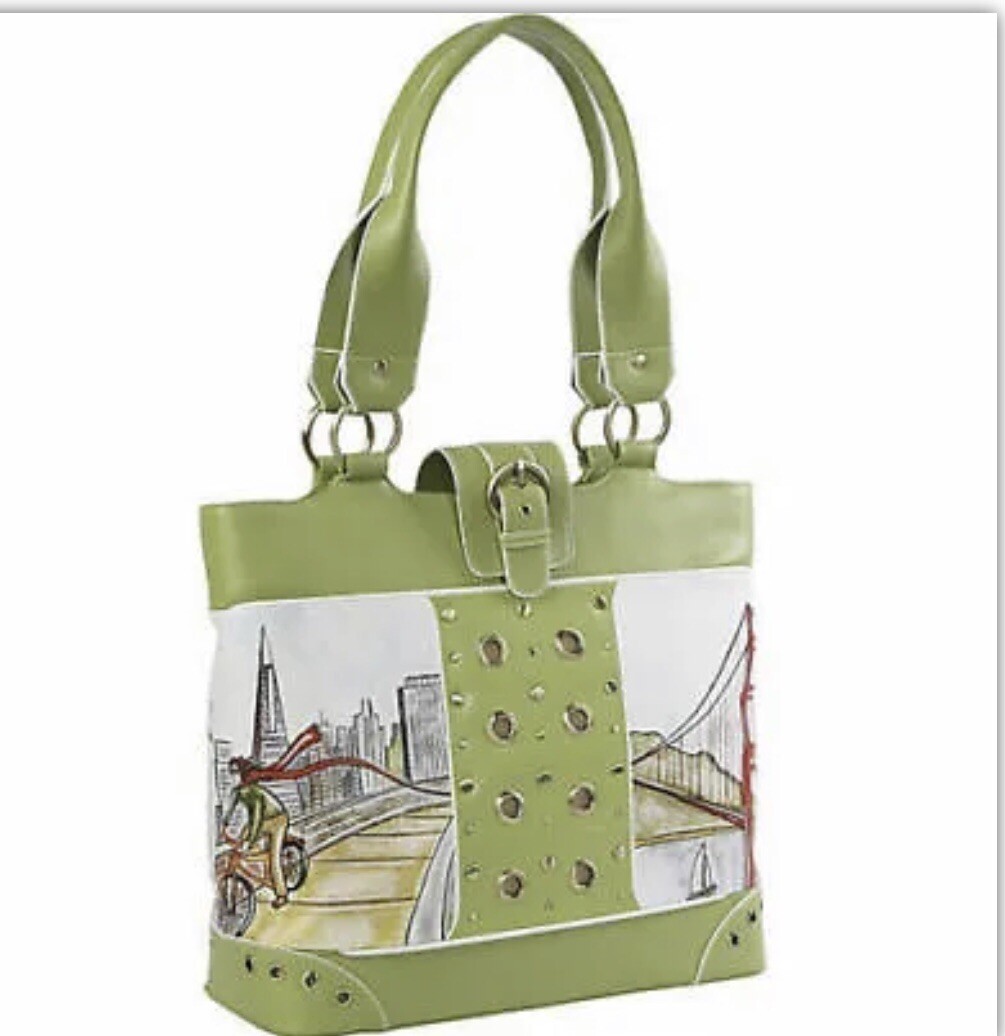 Rian Leather bag San Francisco fashion art bag or diaper Rare