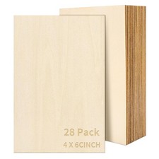 28 PCS Basswood Sheets 4 x 6 x 1/16 Inch Thin Unfinished Craft Wood Pieces f...
