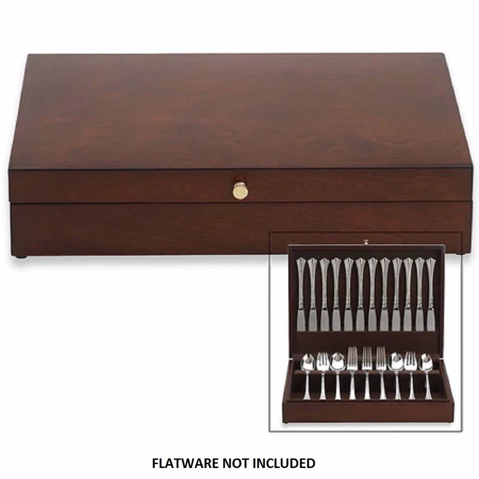 Reed & Barton Eureka Mahogany / Brown Flatware Storage Chest - Image 4 of 4