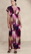 Banana Republic Ana Pleated Paintbrush Artsy Ombré Maxi Dress Womens XS RT$250