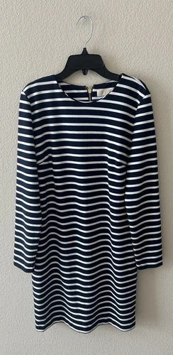 Michael Kors Collection Blue White Striped Dress Long Sleeve Nautical SZ M
