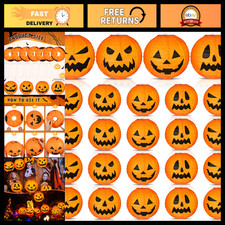 24 Pcs Halloween Paper Lanterns - 12" Jack O'Lantern Pumpkin Decorations