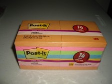 T4 3M Post-it Super Sticky Notes 3" x 3" 14 Pads 90/pad Total 1260 Sheets Neon