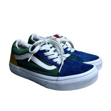 Vans Old Skool Colorblock Kids 1.5 Blue Green Yellow Suede Skate Shoes