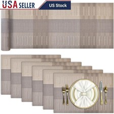 Heat Resistant Non Slip PVC Placemats Table Runner Machine Washable Dining New