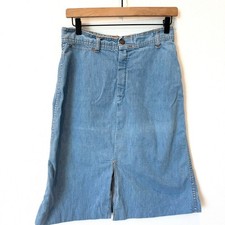 Vintage Plush Bottoms Light Wash Denim Midi Skirt Size Jr 13-Western