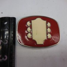Vintage Guitar Belt Buckle Red Cream Enamel Marked 2429