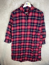 Uniqlo Button Up Shirt Dress Size 11-12 Girls Kids Red Check Long Sleeve Collard
