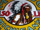 VINTAGE MUSGO "MICHIGAN'S MILE MARKER GASOLINE" 11 3/4" PORCELAIN METAL OIL SIGN