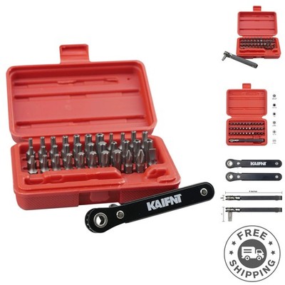 34-Piece Chrome Vanadium Torx Bit Set with Compact Wrench for Precision Tasks