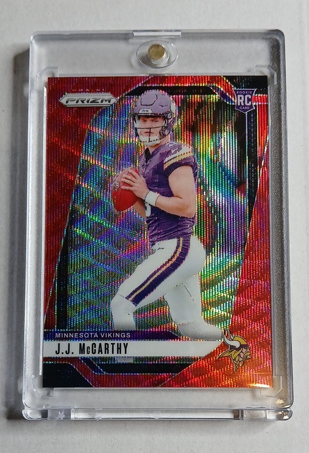 2024 Panini Prizm - Rookies JJ McCarthy #400 Red Wave Prizm /149 (RC)