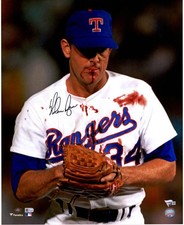 Nolan Ryan Texas Rangers Autographed 16" x 20" Bloody Lip Photograph - Fanatics