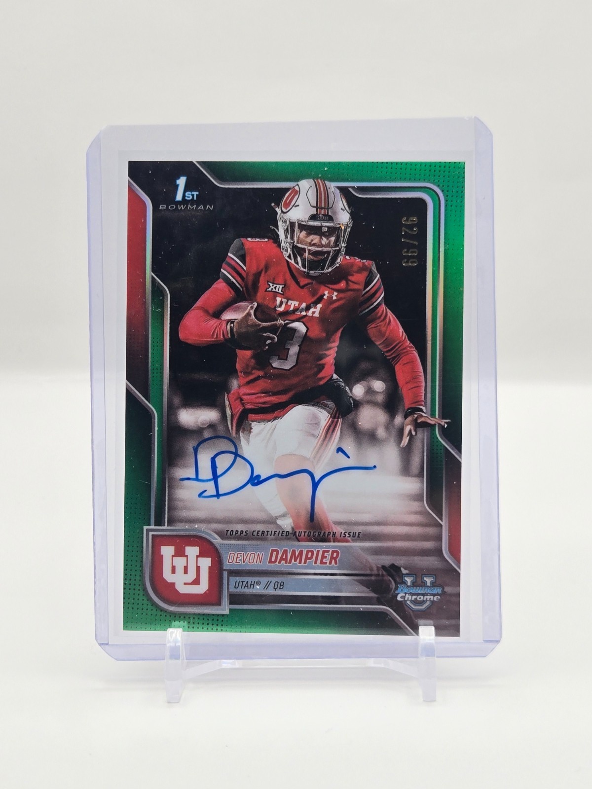 Devon Dampier 2025 Bowman Chrome U Green Refractor Auto 92/99 #BCA-DDA