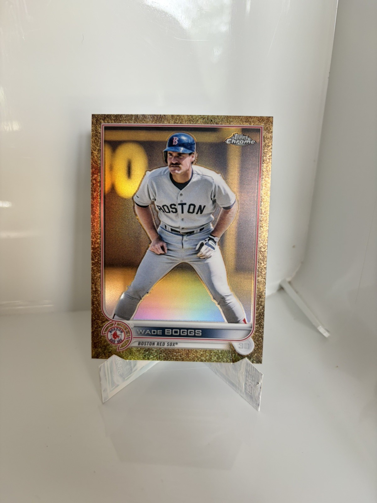 2022 Wade Boggs Topps Chrome Gilded Gold Etch Camo insert #76/99 *Clean*