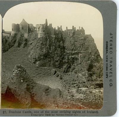 Dunluce Castle most one of the striking sights Ireland Stereo Travel Stereoview