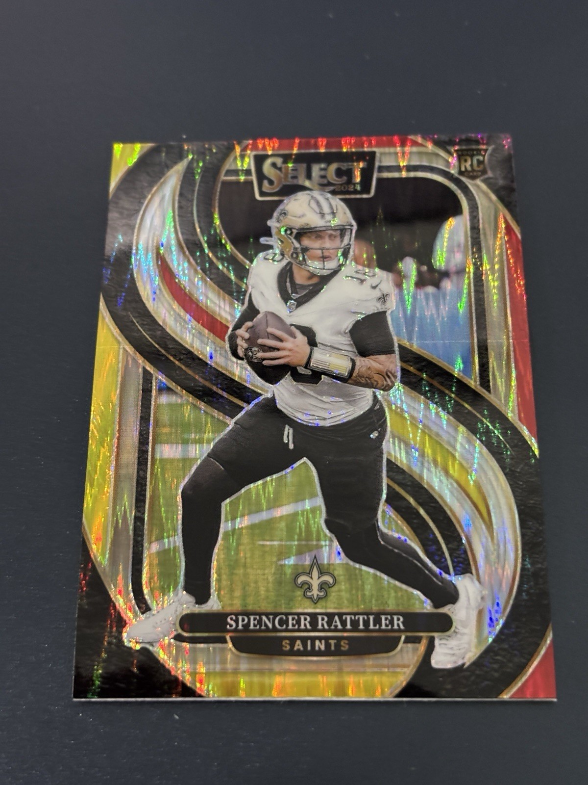 2024 Panini Select - Premier Level Spencer Rattler #130 Red & Yellow Shock Prizm