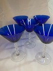 Vintage Set of 5 Cambridge #3122 Cobalt Blue Champagne Glasses — photo 2