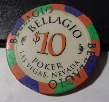 BELLAGIO HOTEL CASINO POKER $10 hotel casino gaming poker chip - Las Vegas, NV