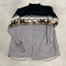 Vintage Western Shirt Cowboy Horse Patterned Long Sleeve Shirt Men's L Vintage Western Shirt Cowboy Horse Patterned Long Sleeve Shirt Men's L - Image 1
