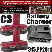 2Pack 3.0Ah for Craftsman 19.2V Lithium XCP Battery C3 DieHard 11375 / Charger
