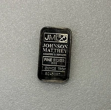 1 Troy oz Silver Bar - Johnson Matthey - Has a nice patina!