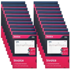 20 Pack Invoice Book, 2-Part Carbonless, 5-9/16" x 8-7/16" Invoice Receipt Bo...