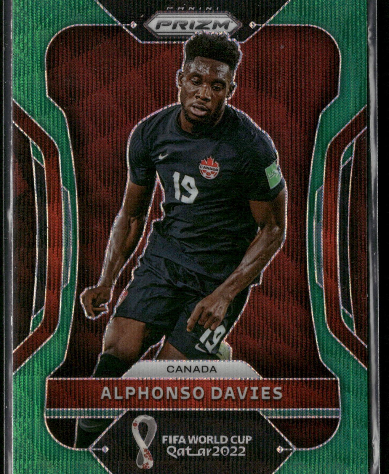 2022 Panini Prizm FIFA World Cup #46 Alphonso Davies Green Wave