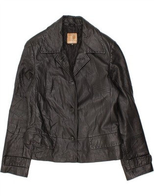 CONBIPEL Womens Leather Jacket IT 42 Medium Black Leather BF01