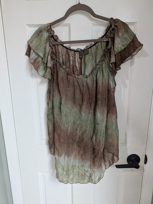 Sere Nade top womens 1x brown green sheer fairy forest goblin vintage 90s y2k