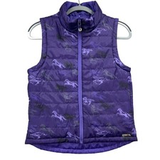 Kerrits Puffer Vest Girls L Purple Quilted Horse Equestrian Reversible