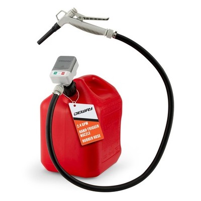 Fuel Transfer Pump with Manual Trigger Nozzle | 2.4GPM Flow, 51'' Hose, 3 Adapter