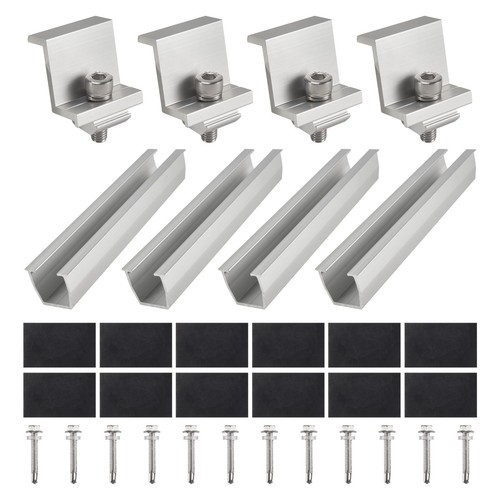 Connecteurs De Rail Pour Panneaux Solaires - Lot De 4 - Aluminium Réglable - Montage Photovoltaïque
