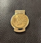 Vintage Gold-Plate Money Clip with Kellogg & Co. 1854 Liberty Head Faux Coin