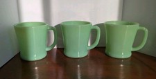 Lot of 3 Vintage Anchor Hocking Fire-King Jadeite D Handle Coffee Mugs