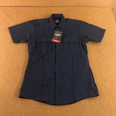 Elbeco Mens Size 15.5 Navy Blue CX360 Stretch Short Sleeve Uniform Shirt NWT
