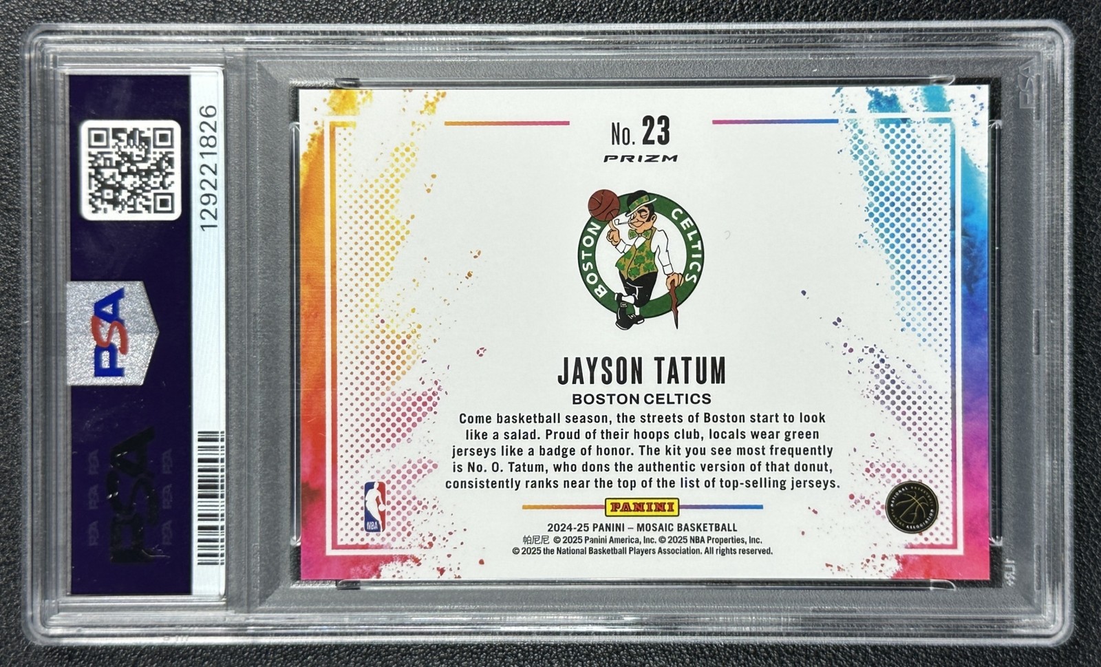 POP 7 JAYSON TATUM PSA 10 2024-25 PANINI MOSAIC #23 COLOR BLAST PRIZM SP CELTICS view 2