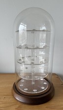 Vintage Thimble Display Case Glass Dome Wood Base Hold 45