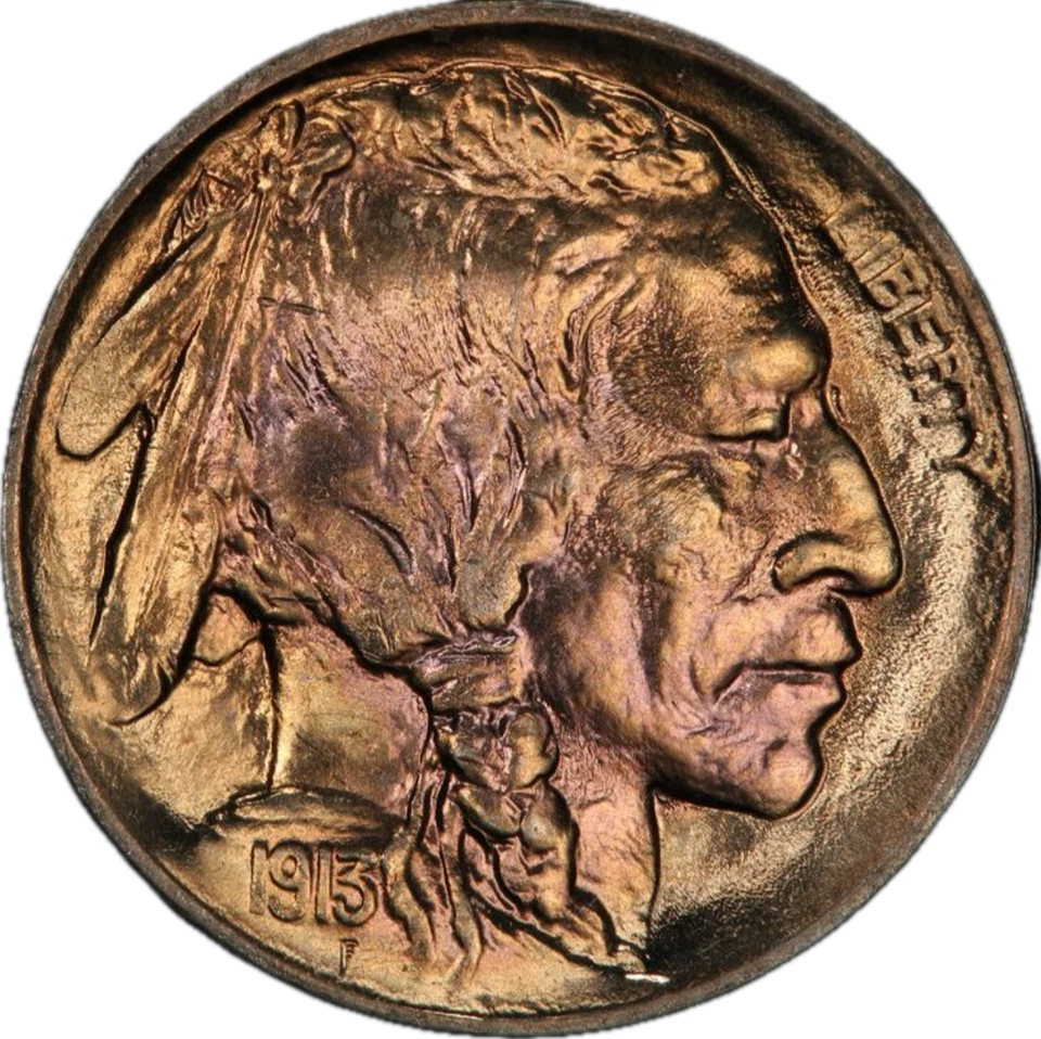 1913 BUFFALO NICKEL 5C PCGS MS67+ CAC TYPE 1 GEM UNCIRCULATED BU TONED (N51) - Image 2 of 4