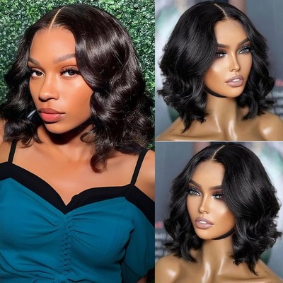 Wear and Go Glueless Wig Pre Plucked Pre Cut 4x4Body Wave Bob Wig Human Hair Wig