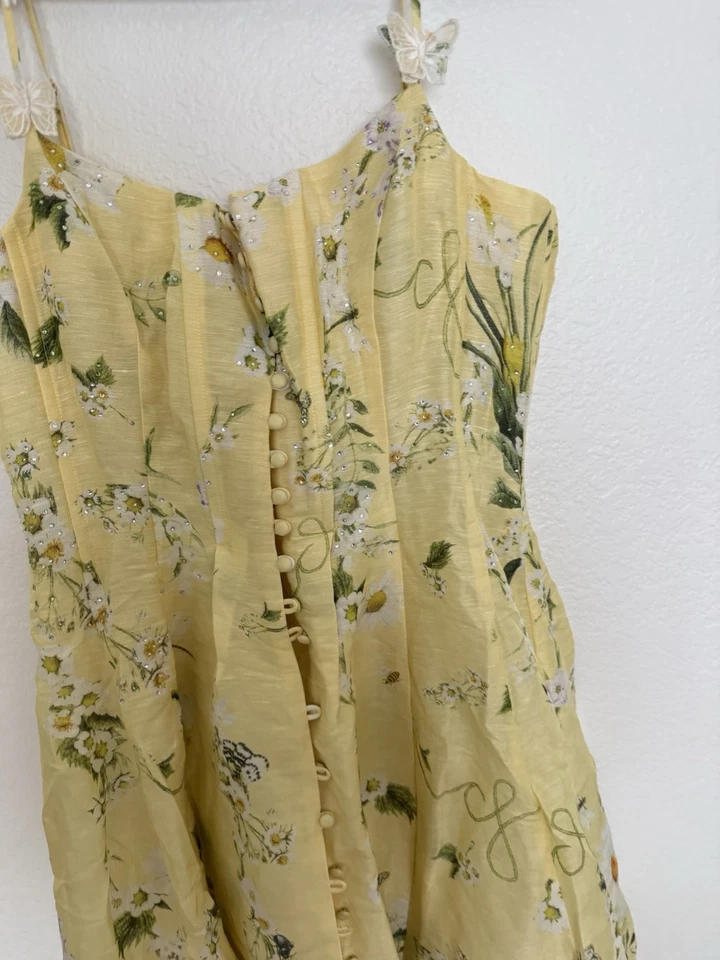 Vestido Camilla Margarita Cadenas Floral Lino-Seda Midi Talla S Foto 4 de 4