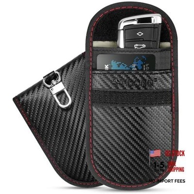  2PK Faraday Bags for Car Keys Fob, 3.5''X5.0'' Faraday Cage Medium Black