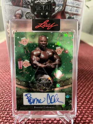 2025 Leaf Metal Happy Holidays Green BA-RC1 Ronnie Coleman Auto 2/5