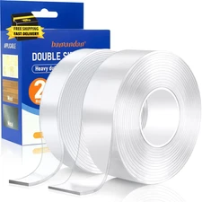 Strong Double Sided Tape Heavy Duty, 2 Rolls Removable Two Sided Adhesive Tape 2