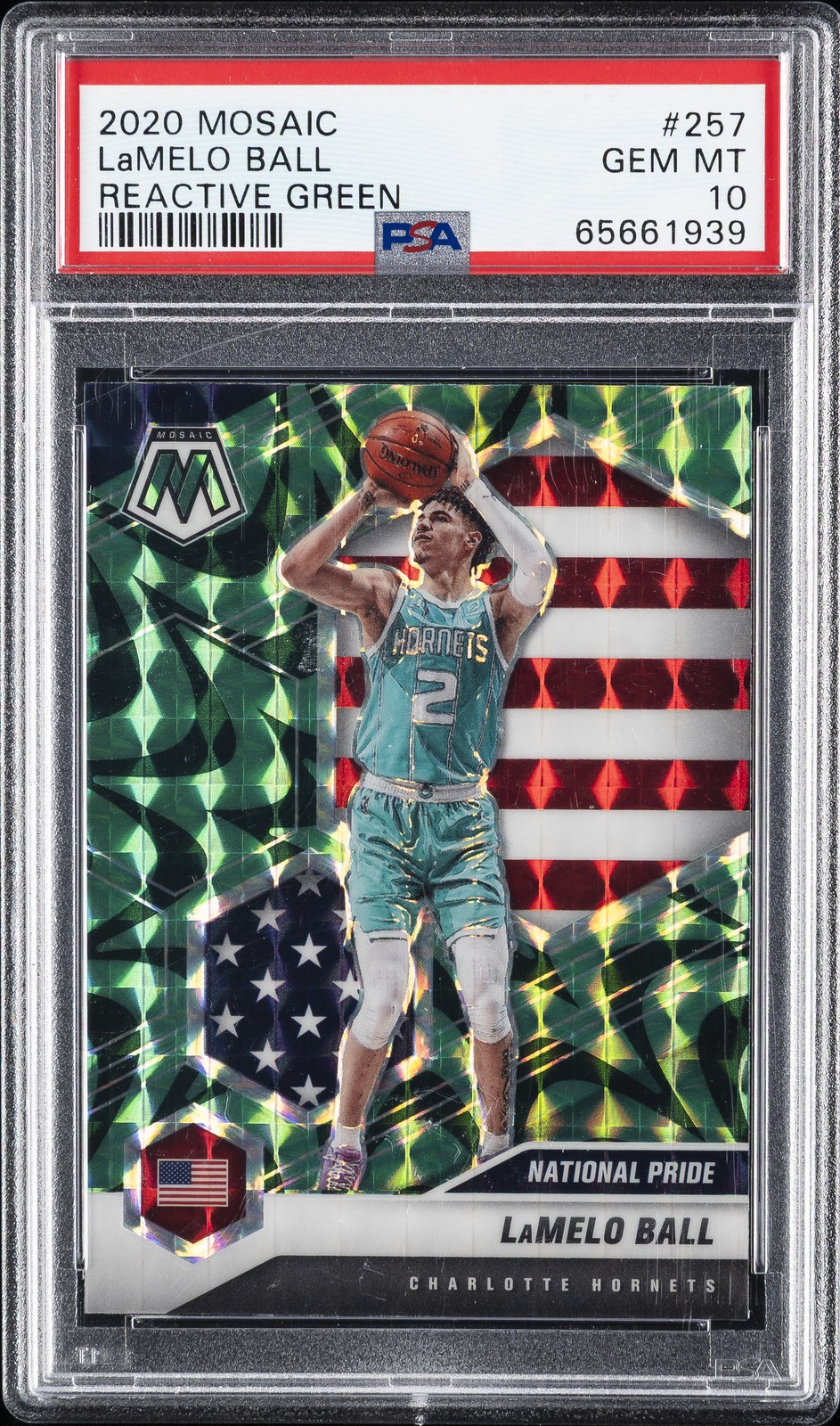 2020 PANINI MOSAIC REACTIVE GREEN #257 LAMELO BALL PSA 10
